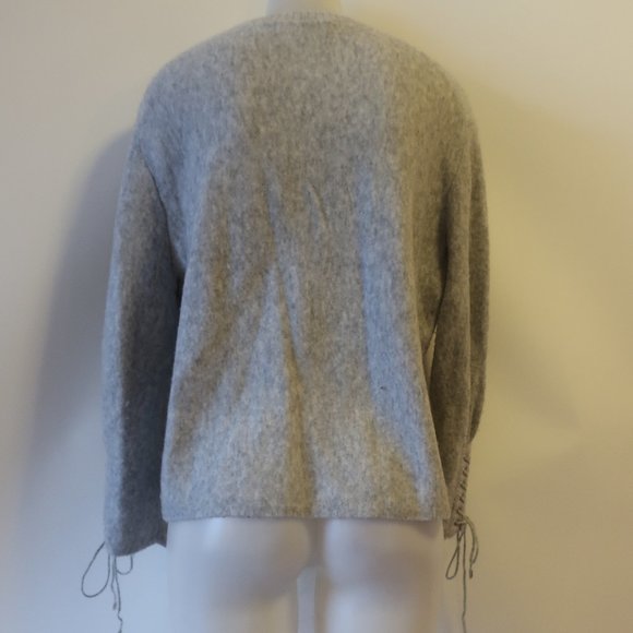 *Womens 3.1 Phillip Lim Gray Laced Sleeve Wool Blend Pullover Sweater M - Picture 7 of 10